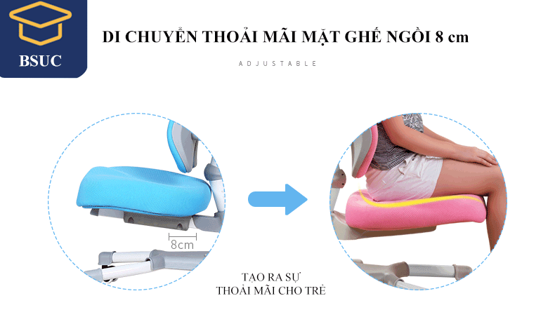 Ghế học sinh chống gù DRY-601 - Mẫu ghế học sinh có thể di chuyển mặt ngồi dễ dàng thuận tiện