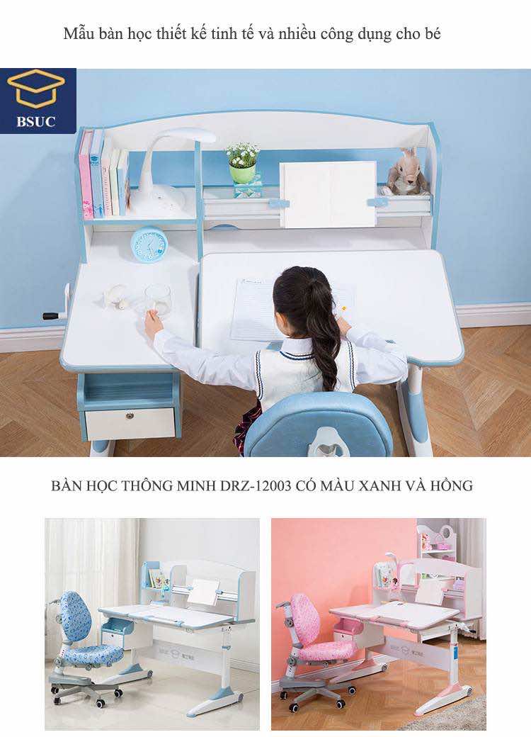 Mẫu bàn học DRZ-12003 có màu hồng và màu xanh Mẫu bàn học DRZ-12003 có màu hồng và màu xanh