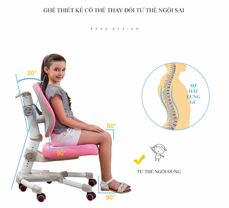 Ghế chồng gù giúp bé có thư thế ngồi học đúng nhất