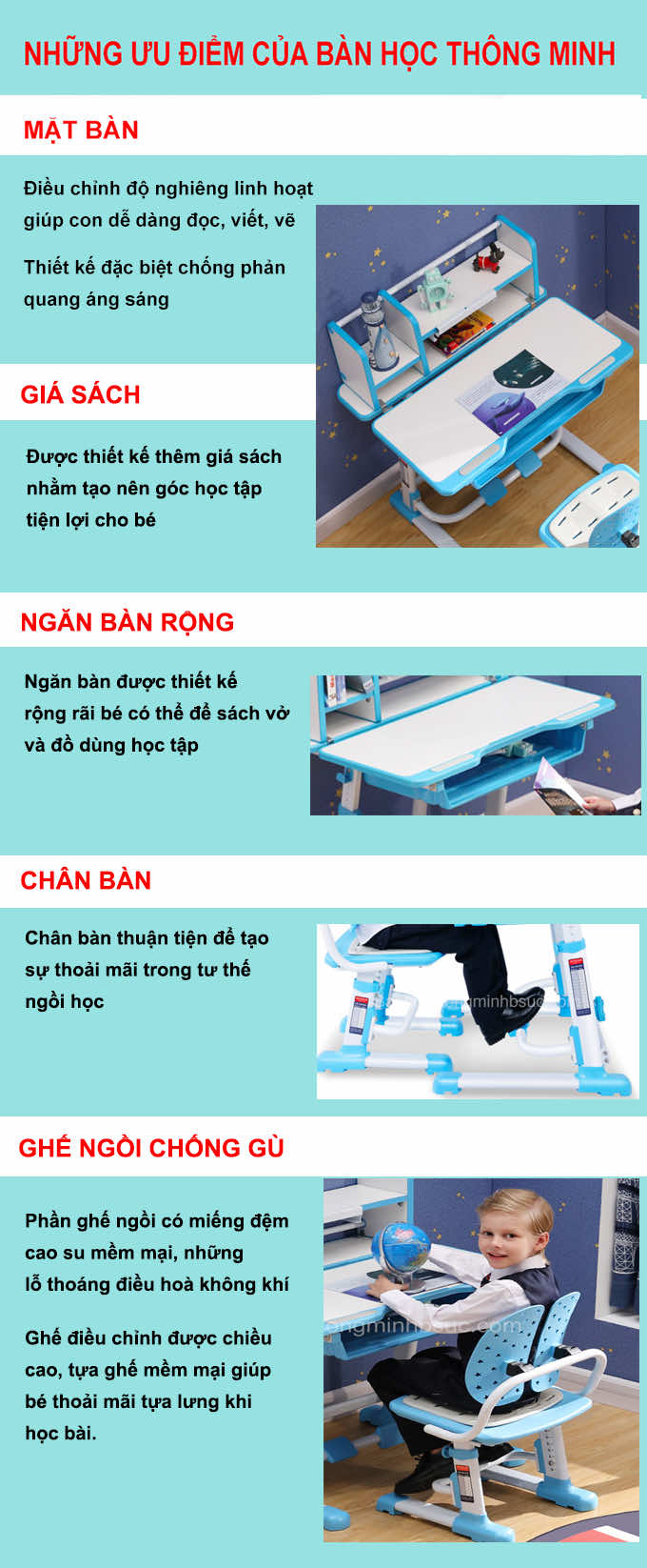 Những ưu điểm của bàn học JD-303 Những ưu điểm của bàn học JD-303