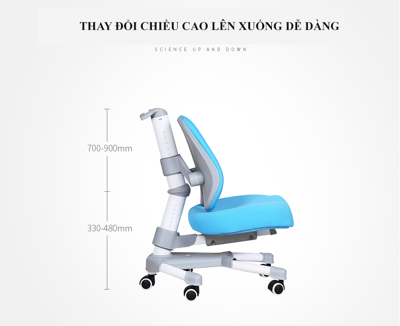 Độ cao lưng ghế xoay học sinh