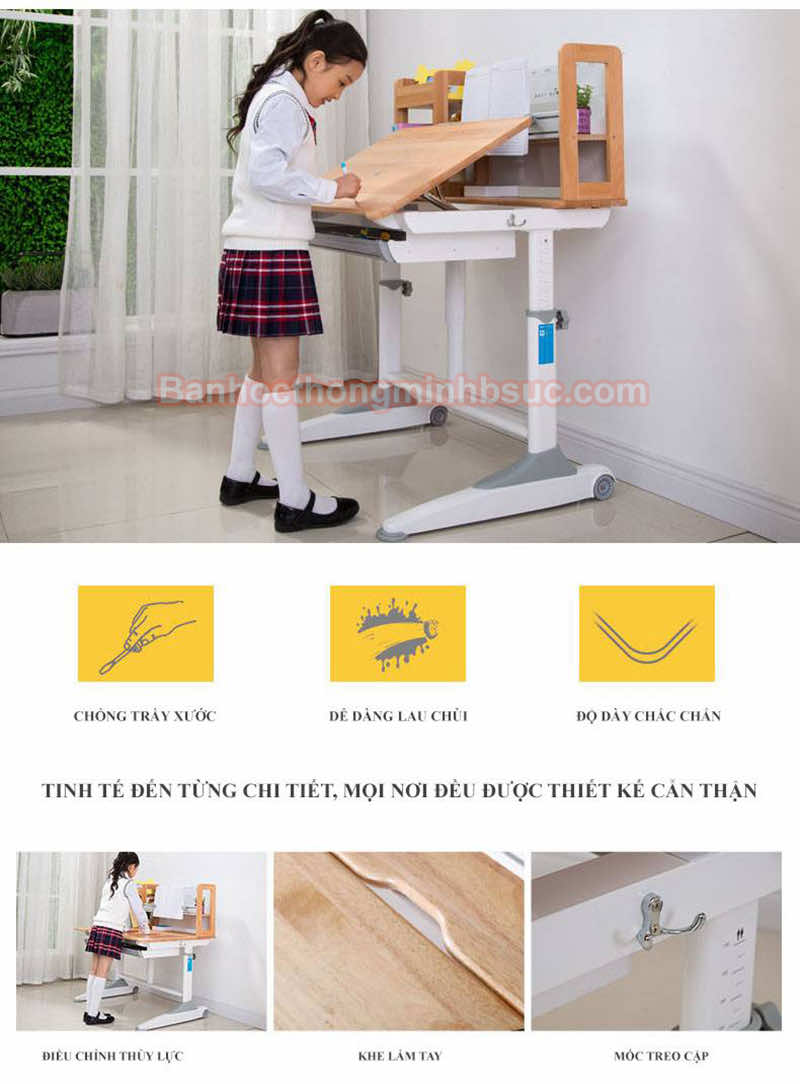 Tinh tế đến từng chi tiết của bàn học thông minh chống gù chống cận Bsuc Tinh tế đến từng chi tiết của bàn học thông minh chống gù chống cận Bsuc