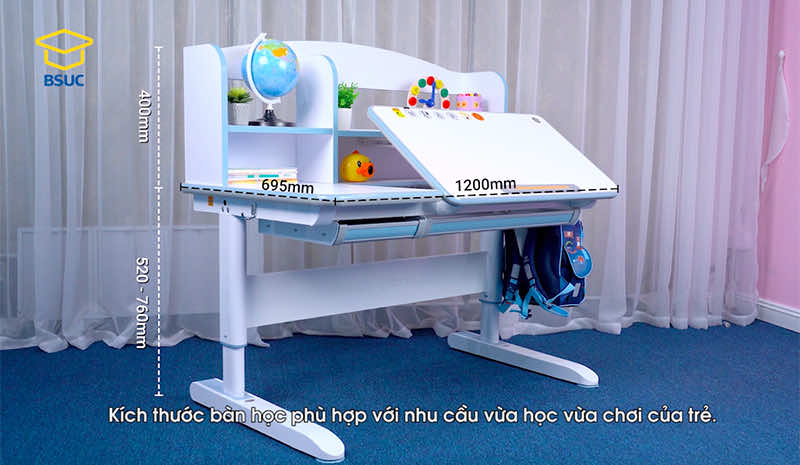 Kích thước của bàn học chống gù cao cấp Bsuc DRZ-12006 Kích thước của bàn học chống gù cao cấp Bsuc DRZ-12006
