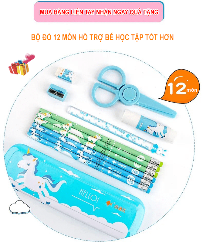 Set quà tặng 12 món đồ dùng học tập cho bé Set quà tặng giá trị từ BSUC dành cho bé yêu.