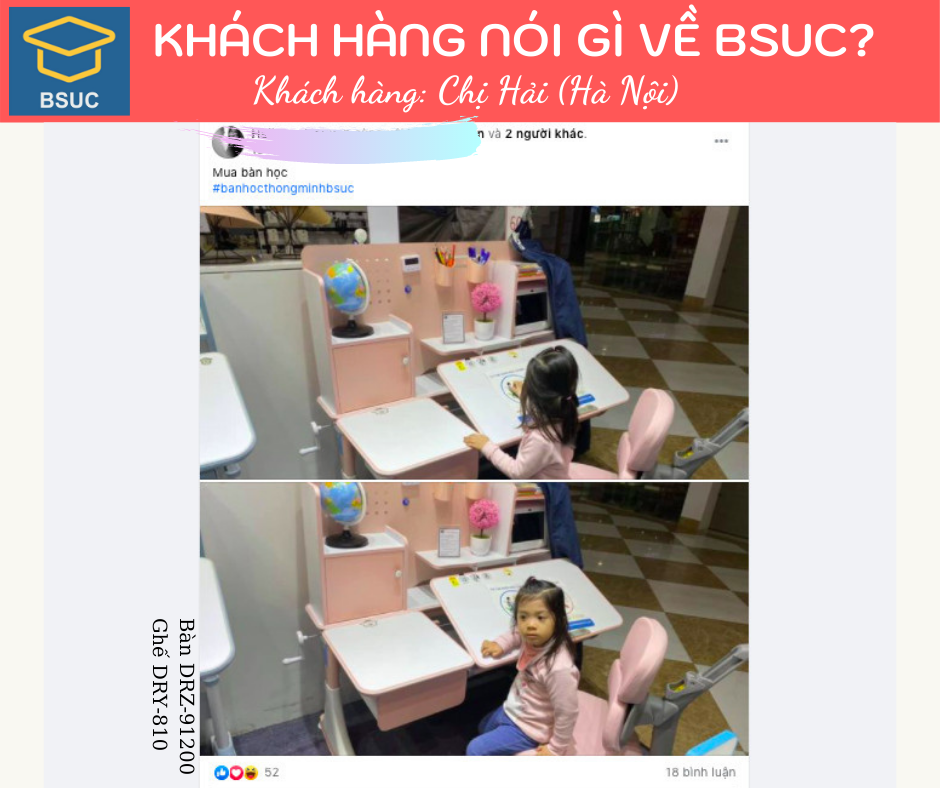 Khách hàng chị Hải (Hà Nội) tặng bàn ghế BSUC cho con gái.