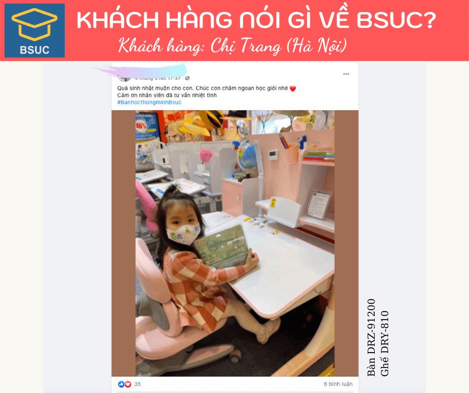 FEEDBACK CỦA CÁC KHÁCH HÀNG THÂN YÊU VỀ BSUC 66 Gia đình chị Trang (Hà Nội) phản hồi về bộ bàn ghế DRZ-91200, DRY-810 của BSUC.