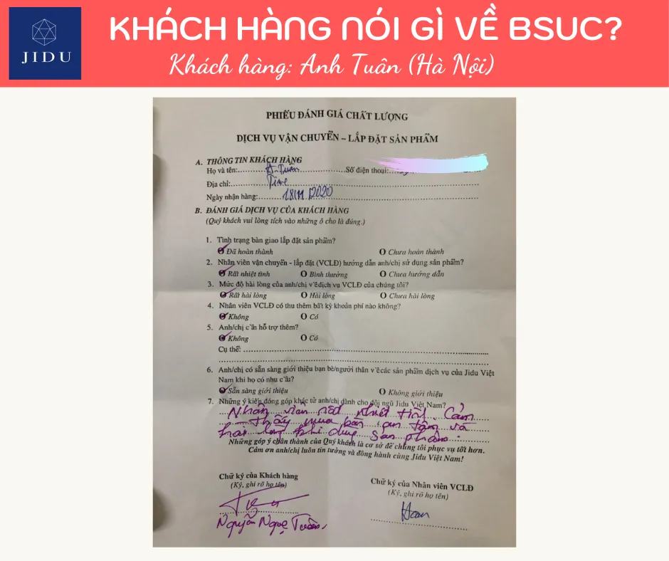 Đánh giá về chất lượng dịch vụ của BSUC từ gia đình anh Tuân (Hà Nội).