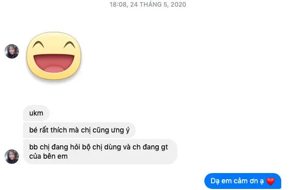 Cảm ơn feedback của khách hàng chị Huyền.