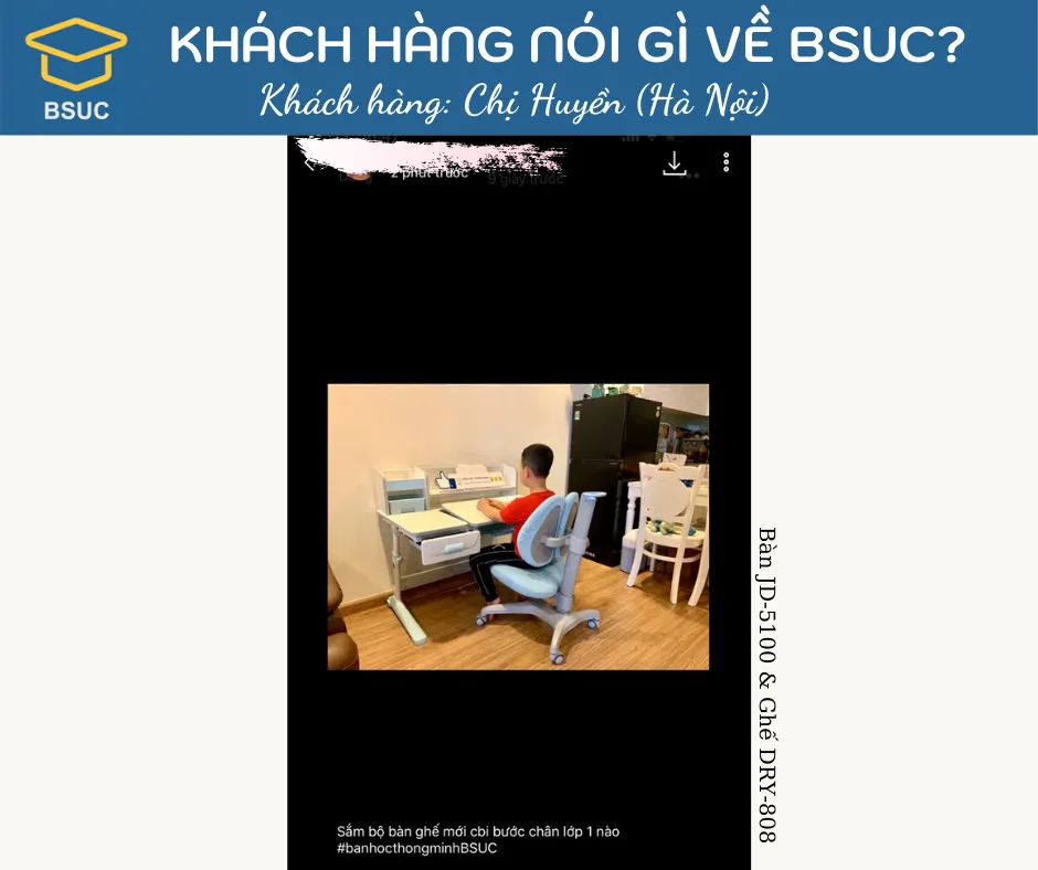 Khách hàng chị Huyền (Hà Nội) sắm bàn học mới cho con yêu.