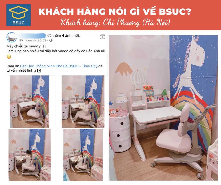 Không gian học tập hoàn mỹ với bộ bàn ghế BSUC dành cho con (Gia đình chị Phương - Hà Nội).