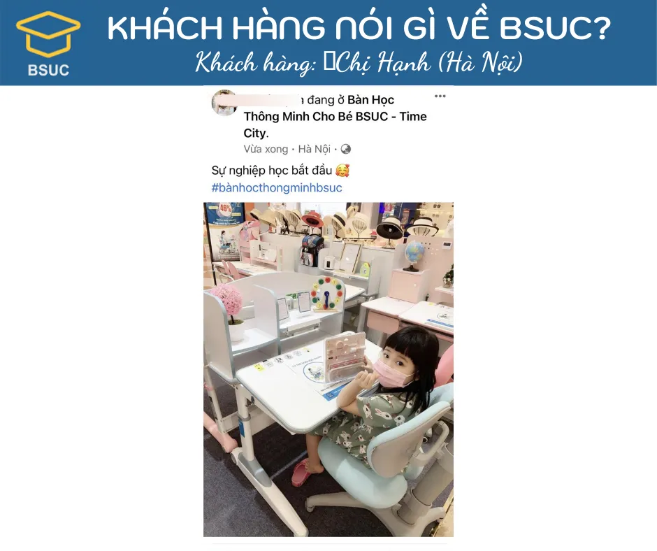 Chị Hạnh (Hà Nội) lựa chọn bàn học BSUC cho bé yêu.