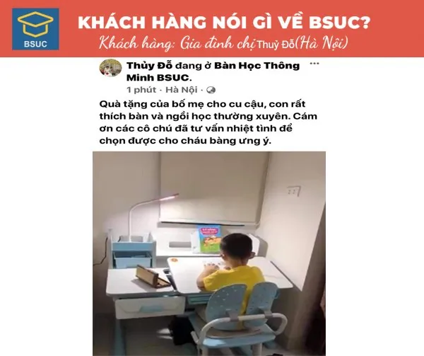 Bé rất thích bộ bàn học chống gù