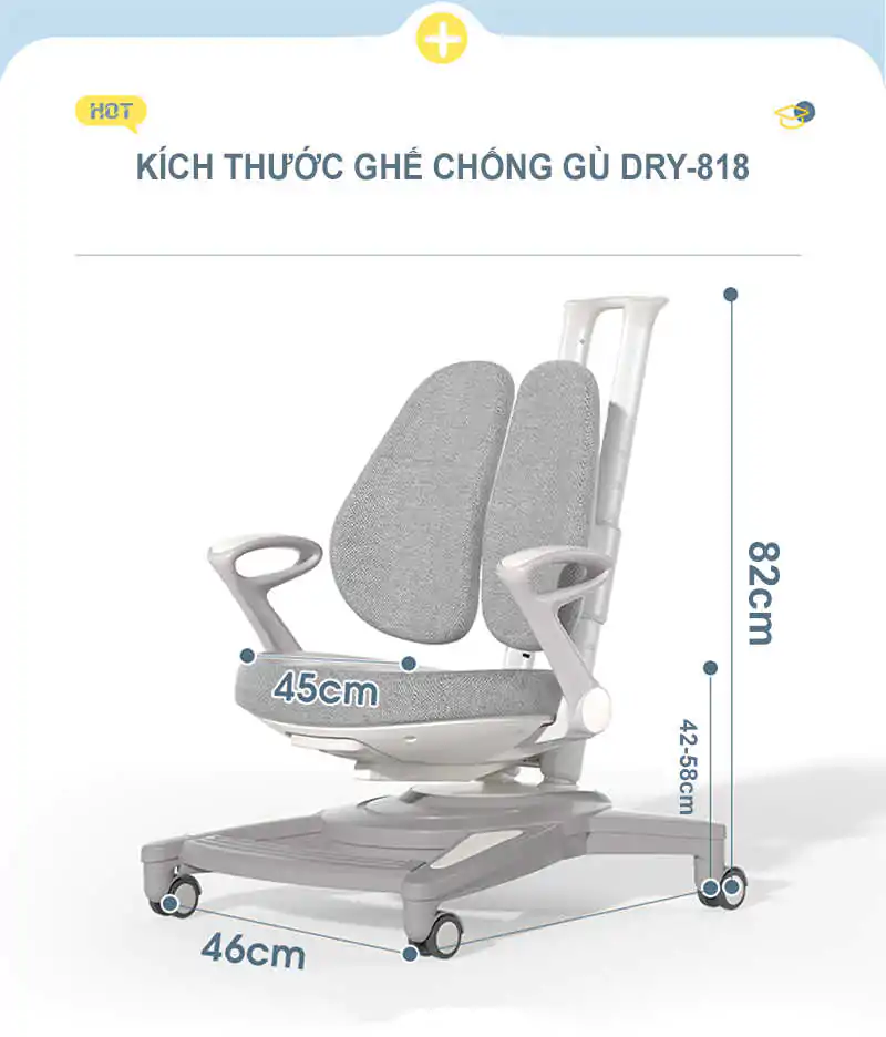 Kích thước ghế chống gù DRY-818