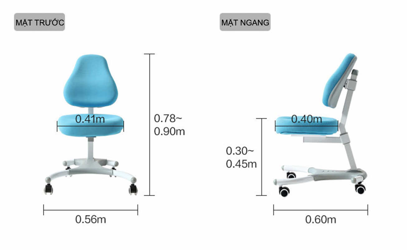 Kích thước ghế chống gù DRY-807
