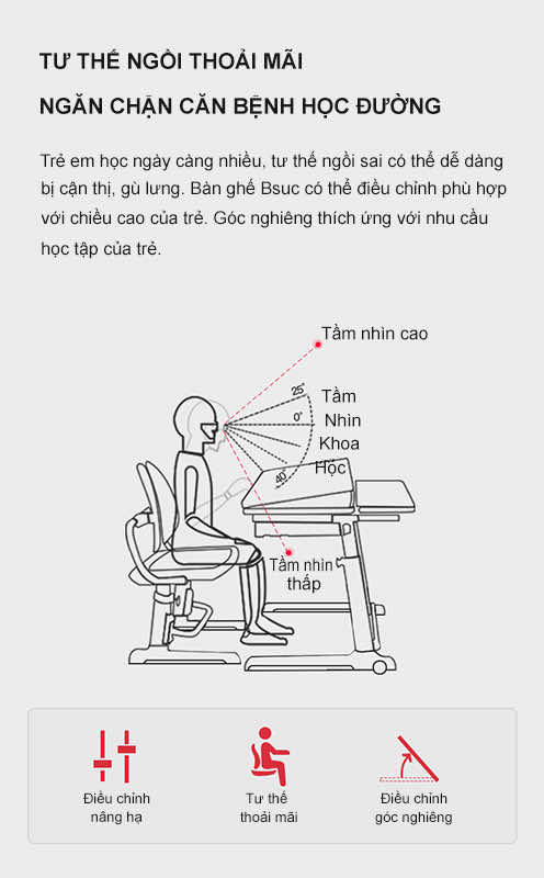 Bàn ghế thông minh tạo tư thế ngồi thoải mãi, ngăn chặn căn bệnh học đường