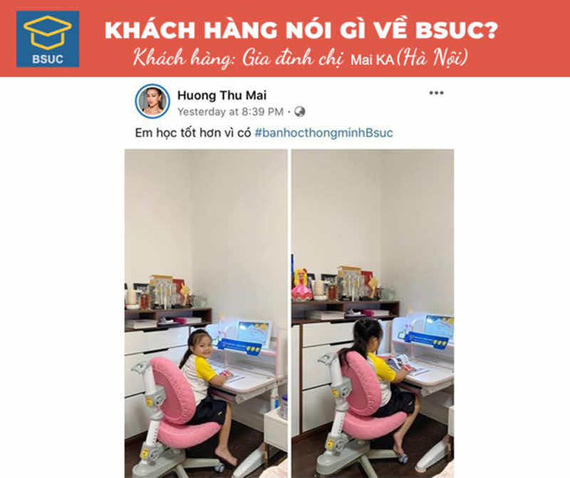 Bé học tập tốt hơn và thích thú việc học hơn khi có bộ bàn ghế chống gù Bsuc Phản hồi từ gia đình Diễn viên - Ca sĩ Maya về ghế chống gù DRY-502S