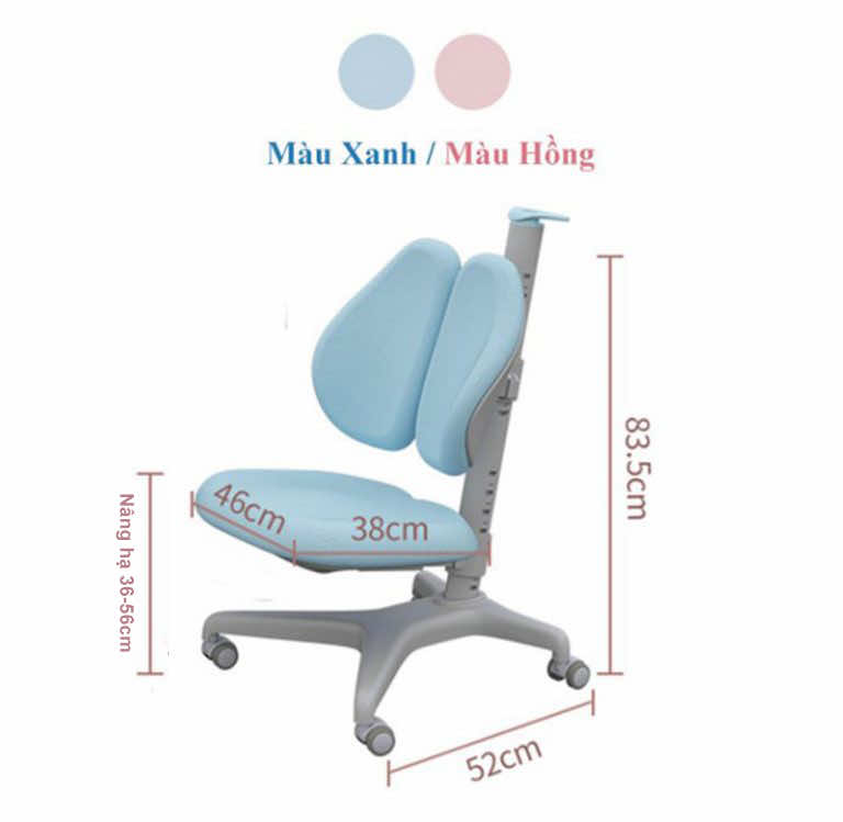 Kích thước và màu sắc của ghế có xanh và hồng Kích thước chi tiết của sản phẩm