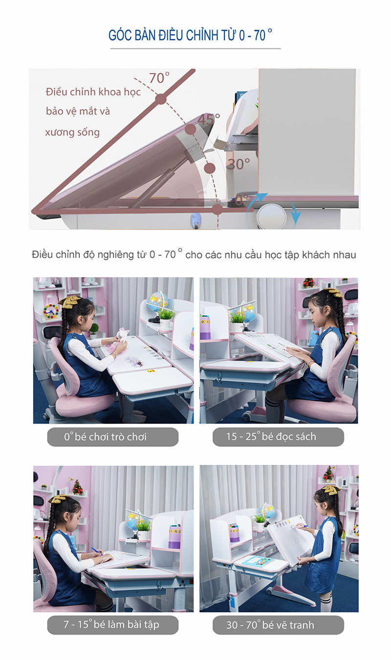 Mặt của bàn học Bsuc có thể điều chỉnh dễ dàng phù hợp nhu cầu học tập của trẻ mat-ban-dieu-chinh-phu-hop-nhu-cau-hoc-tap