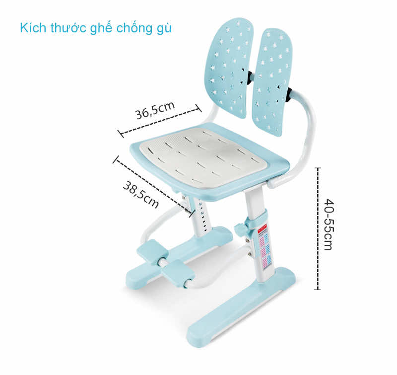 Kích thước chi tiết của model ghế chống gù MC-159 Kích thước chi tiết của model ghế chống gù MC-159