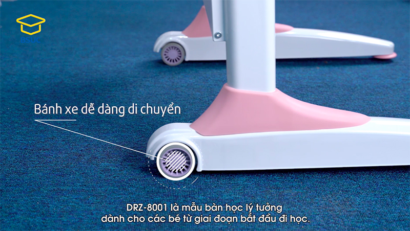 Bàn học thông minh DRZ-8001 được thiết kế bánh xe di chuyển dễ dàng