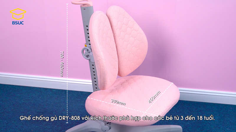 Kích thước của ghế chống gù DRY-808 Kích thước của ghế chống gù DRY-808
