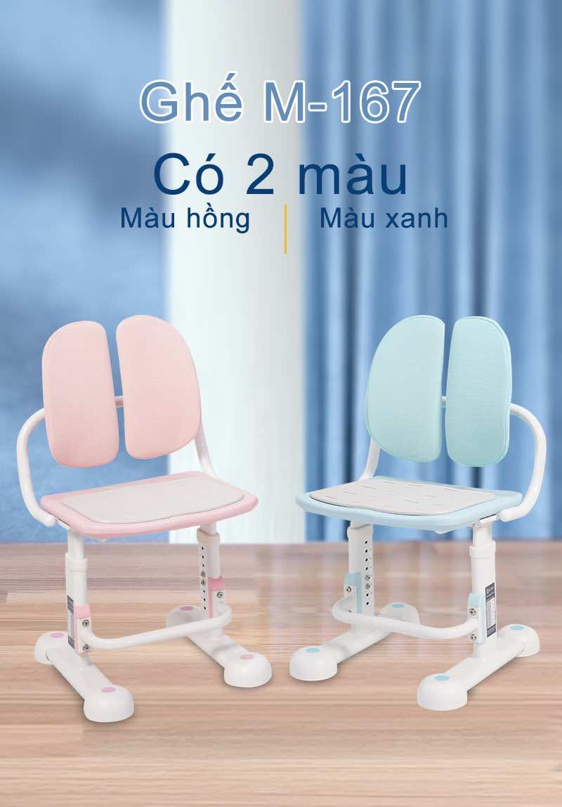 Ghế chống gù M-167 có 2 màu Hồng / Xanh ghe-chong-gu-M167