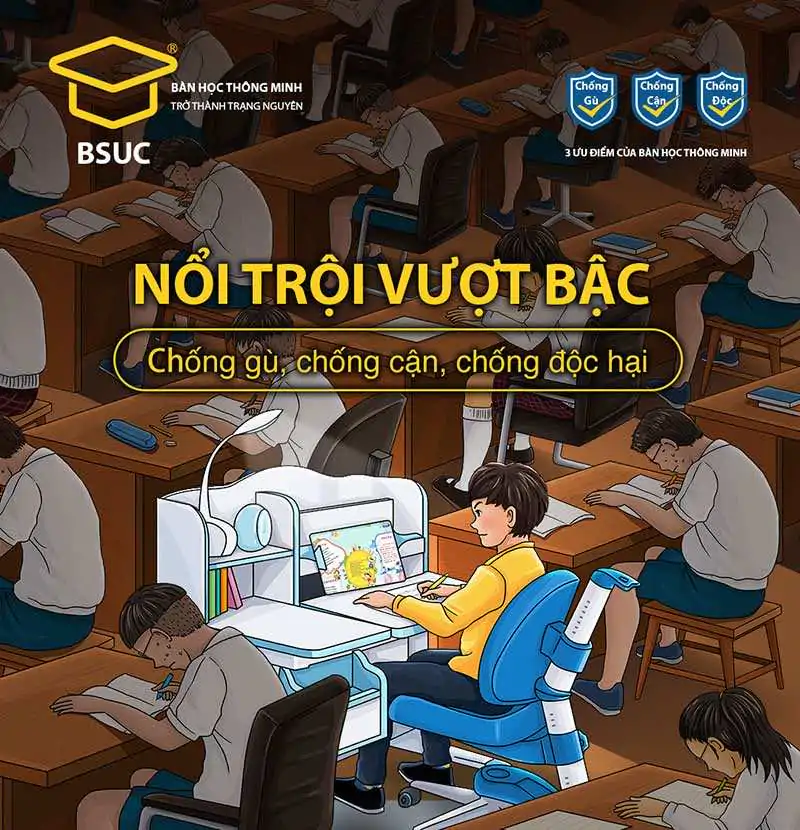 Bộ 03 tiêu chí cốt lõi dành cho trẻ em của BSUC: Chống Gù – Chống Cận – Chống Độc Hại.