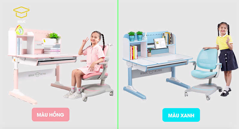 Bộ bàn học thông minh BSUC có 2 màu Hồng và Xanh Bộ bàn học thông minh BSUC có 2 màu Hồng và Xanh