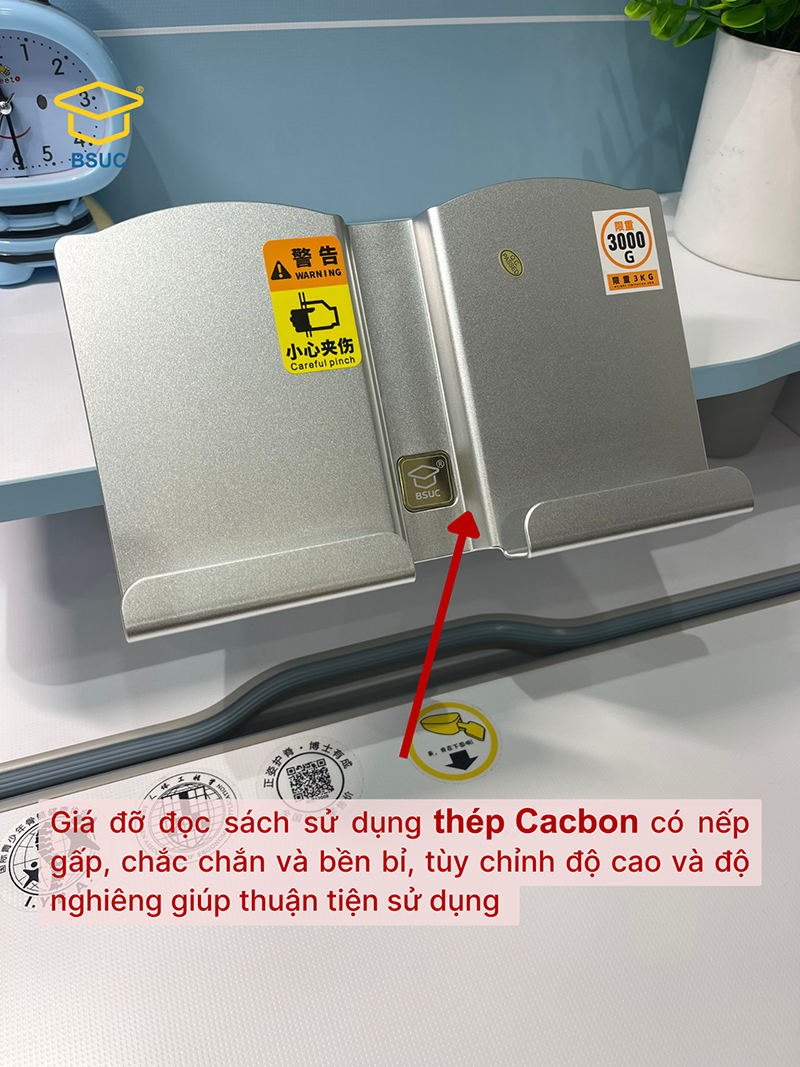 Khay ipad, đọc sách sử dụng thép Carbon có nếp gấp, chắc chắn, bền bỉ, tiện dụng