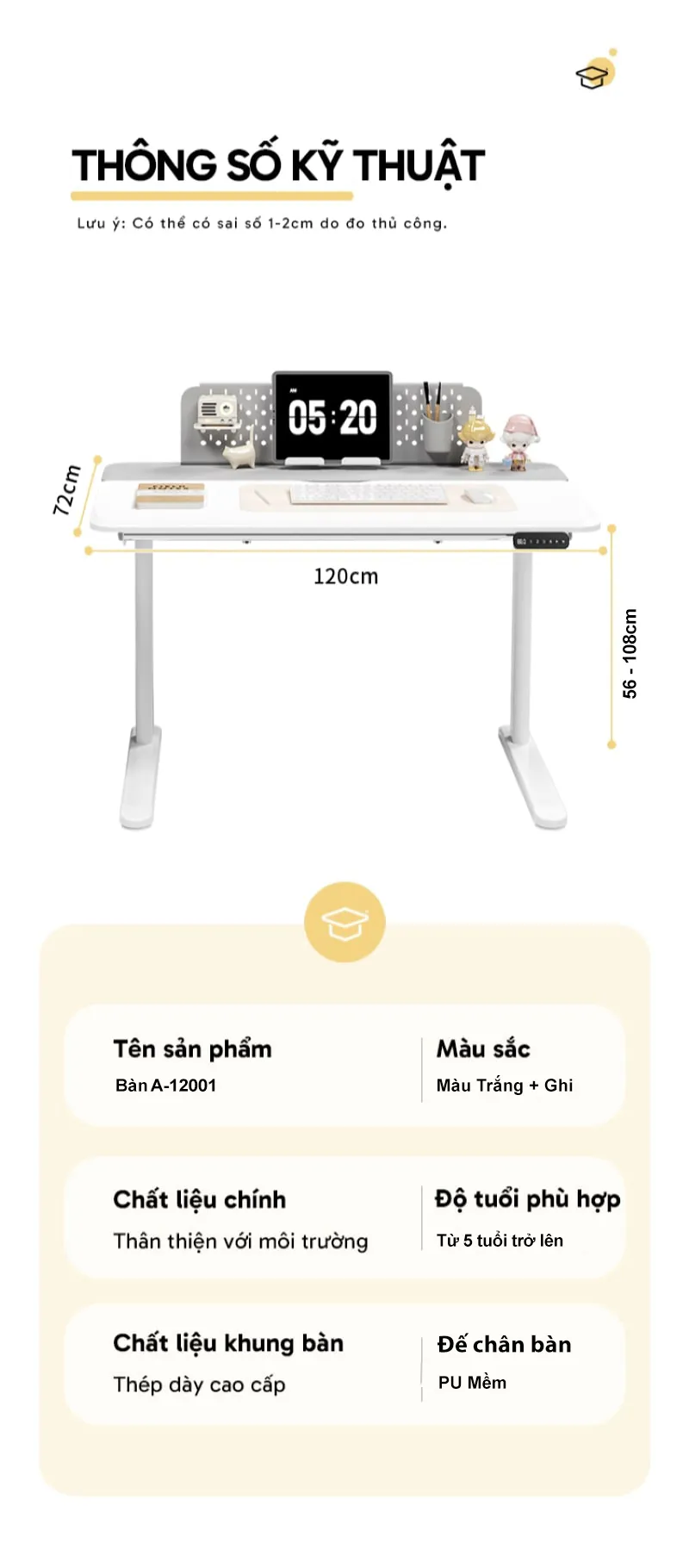 Thông số kỹ thuật bàn A-12001