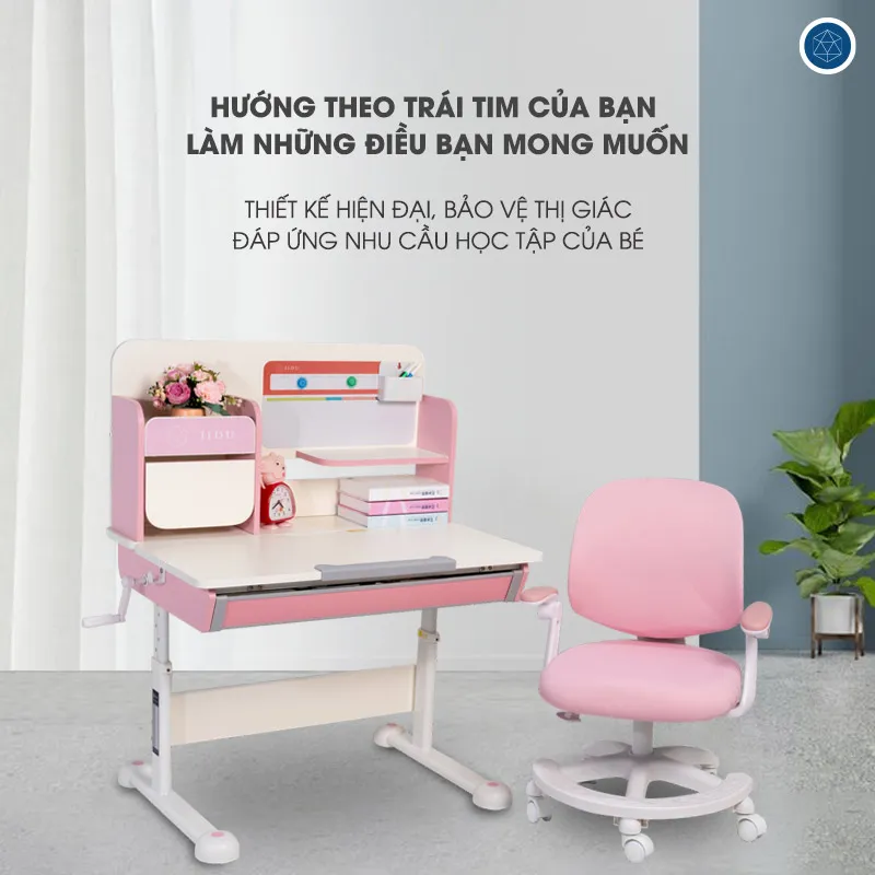 BỘ BÀN HỌC SINH NÂNG HẠ CHIỀU CAO CHỐNG GÙ M1090 VÀ GHẾ JD505M