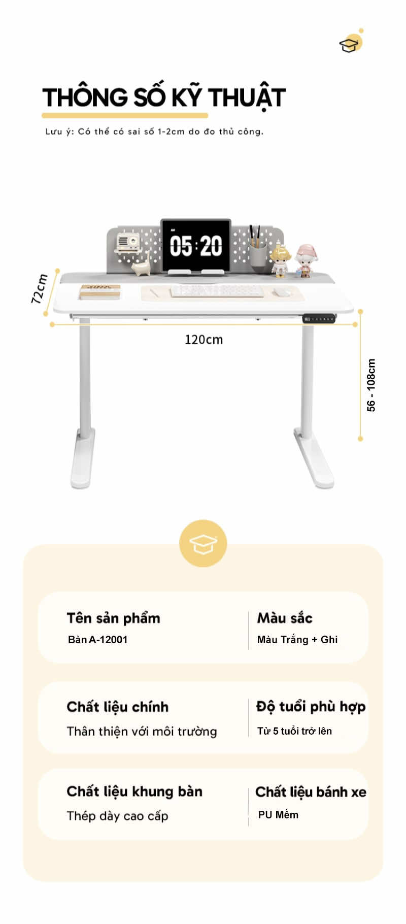 Thông số kỹ thuật bàn A12001