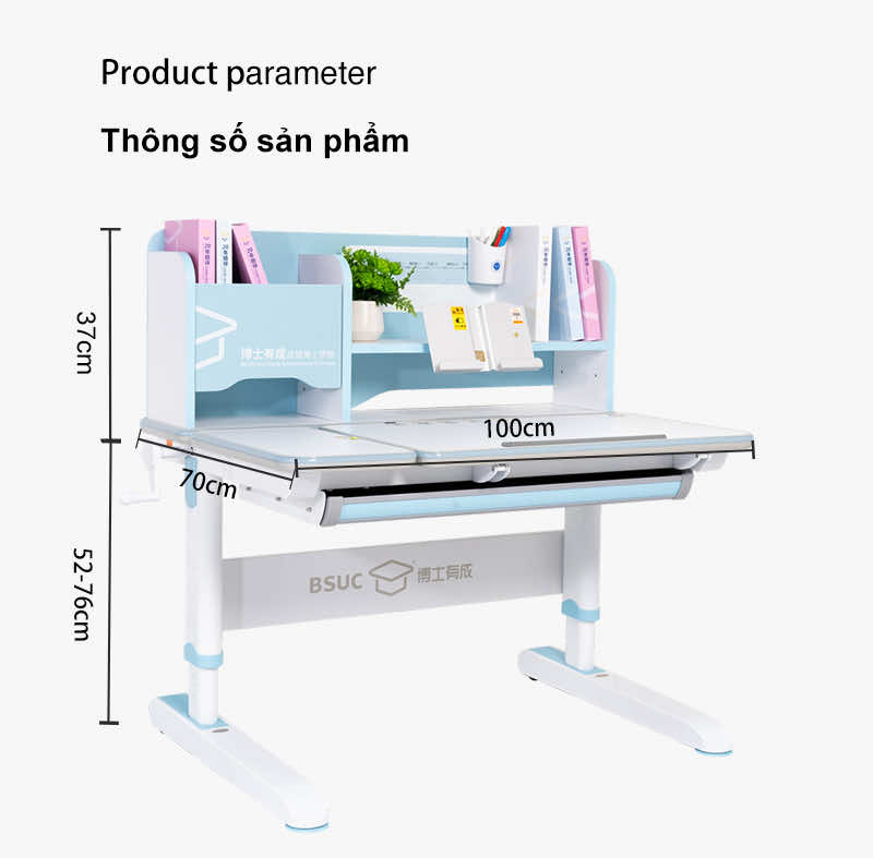 Thông số kỹ thuật bàn học chống gù DA-10008V1