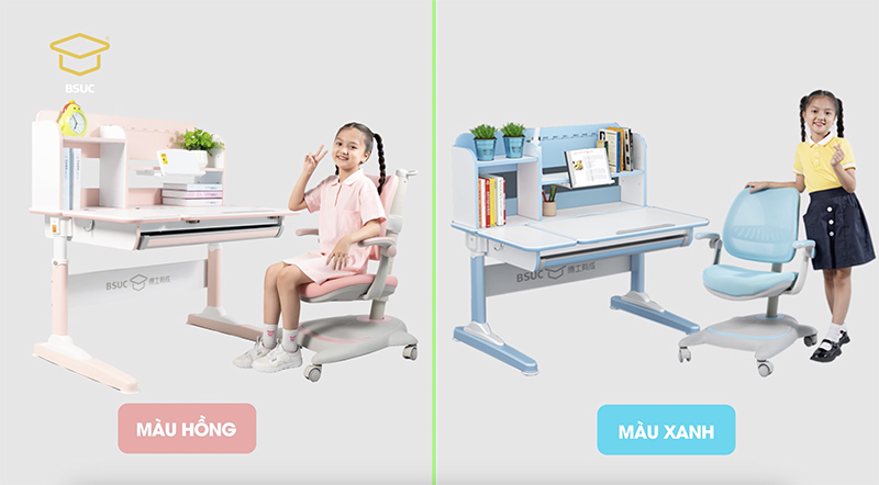 bộ bàn học có 2 màu sắc cho bé lựa chọn