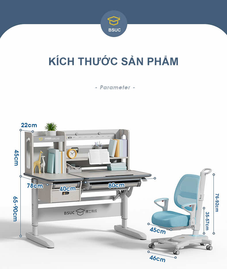 Kích thước của bộ sản phẩm bàn DRZ-12002 và ghế DRY-815