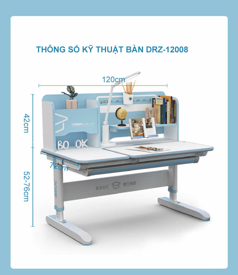 Thông số kỹ thuật của bàn học thông minh DA-12008V1