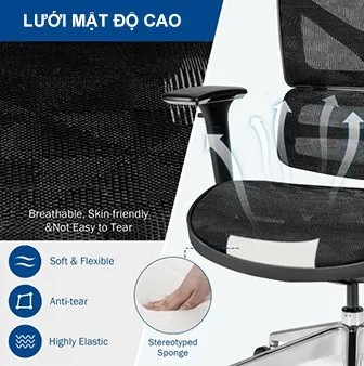 Lưới ghế nhập khẩu cao cấp thoáng khí