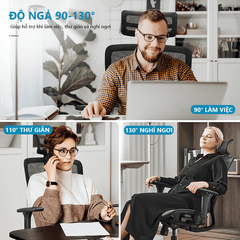 Cơ chế ngả đáp ứng nhu cầu khác nhau (làm việc, thư giãn và nghỉ ngơi)