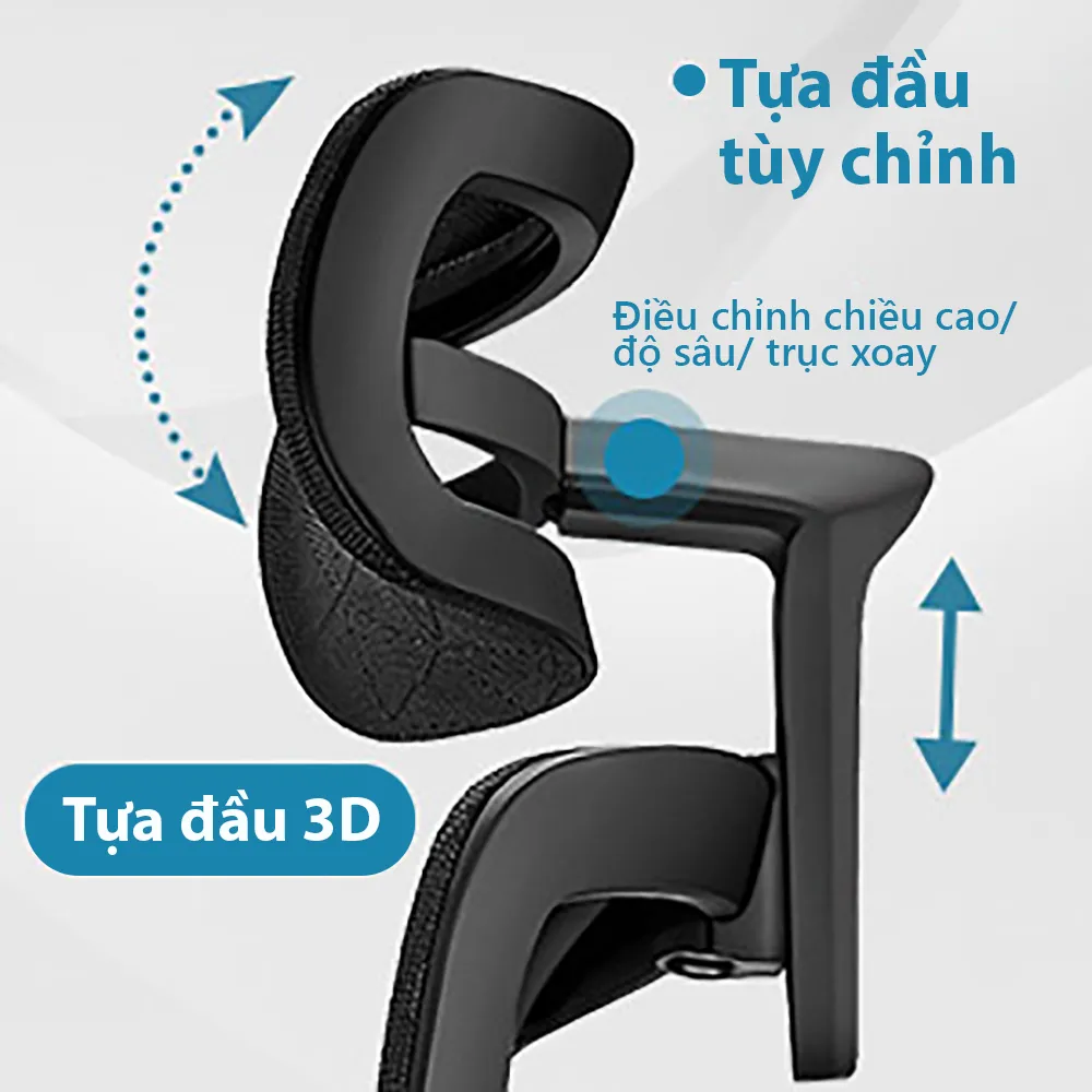 Tựa đầu 3D điều chỉnh 3 góc siêu linh hoạt