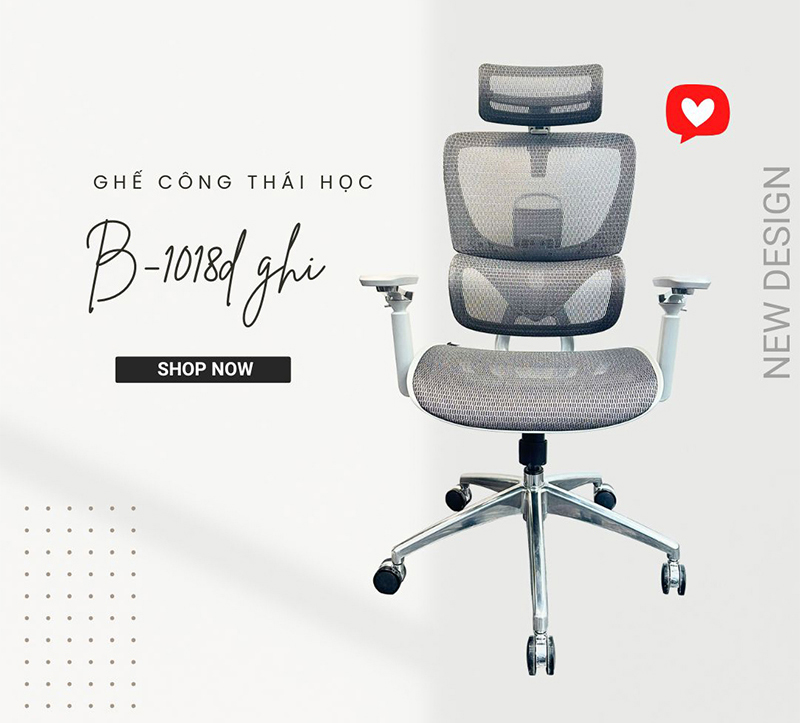 Ghế công thái học B-1018D màu ghi - ảnh 08