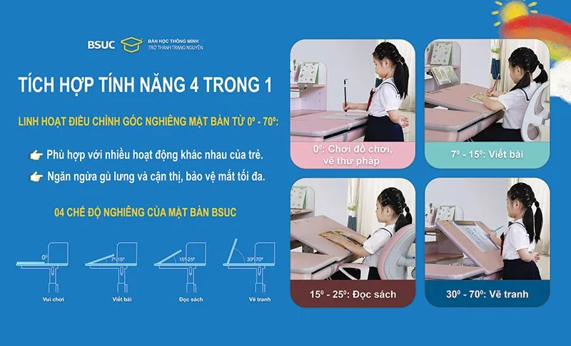 Điều chỉnh độ nghiêng mặt bàn