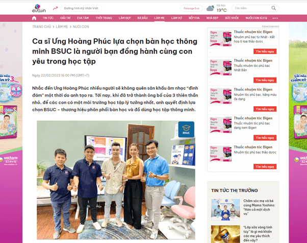 Báo Eva đưa tin ca sĩ Ưng Hoàng Phúc lựa chọn BSUC