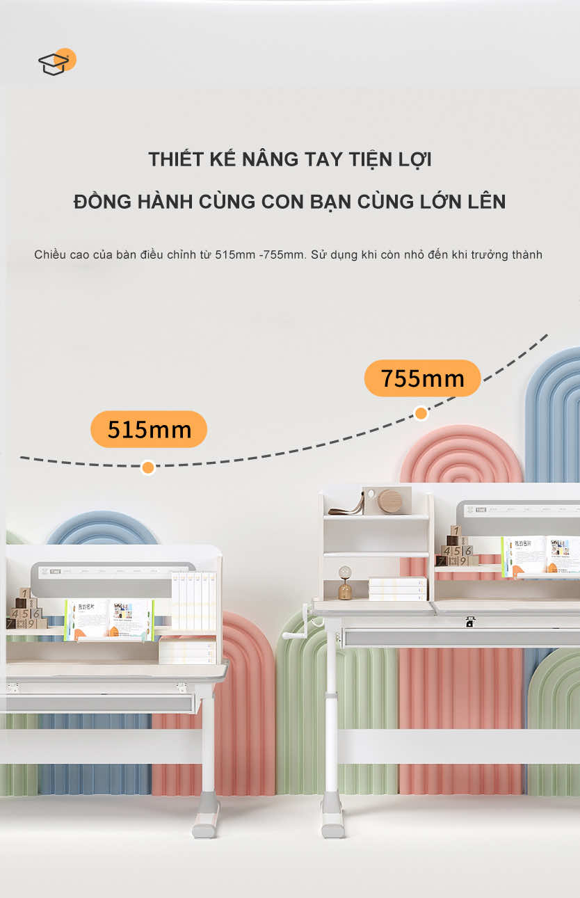 Thiết kế nâng tay tiện lợi, đồng hành cùng con bạn cùng lớn lên Thiết kế nâng tay tiện lợi, đồng hành cùng con bạn cùng lớn lên