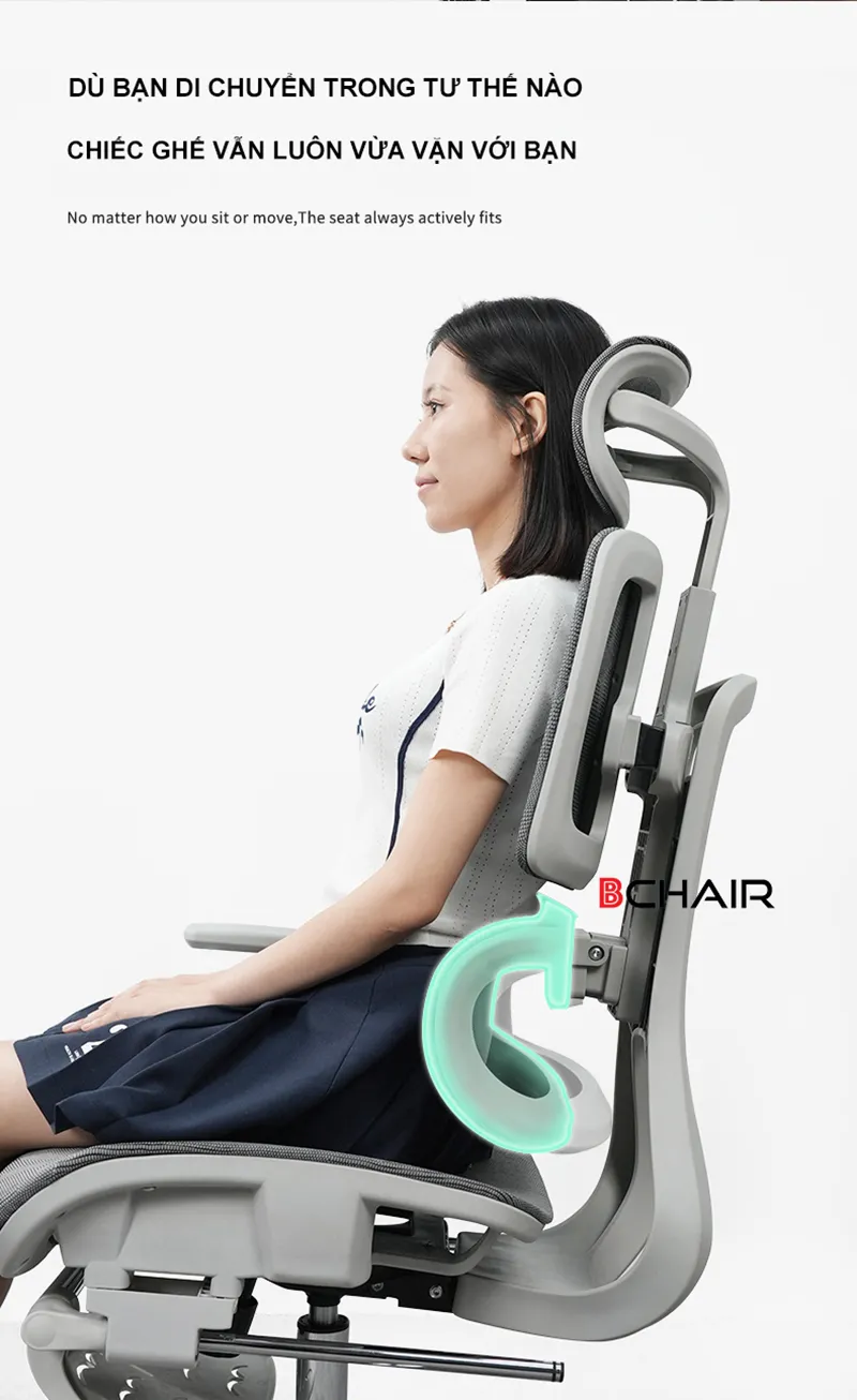 Ghế ngồi công thái học bảo vệ cột sống, cổ vai gáy và thắt lưng Ghế ngồi công thái học bảo vệ cột sống, cổ vai gáy và thắt lưng
