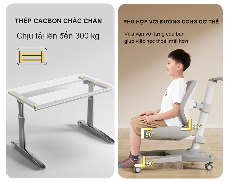 Thép cacbon chắc chắn, chịu tải lên tới 300 kg