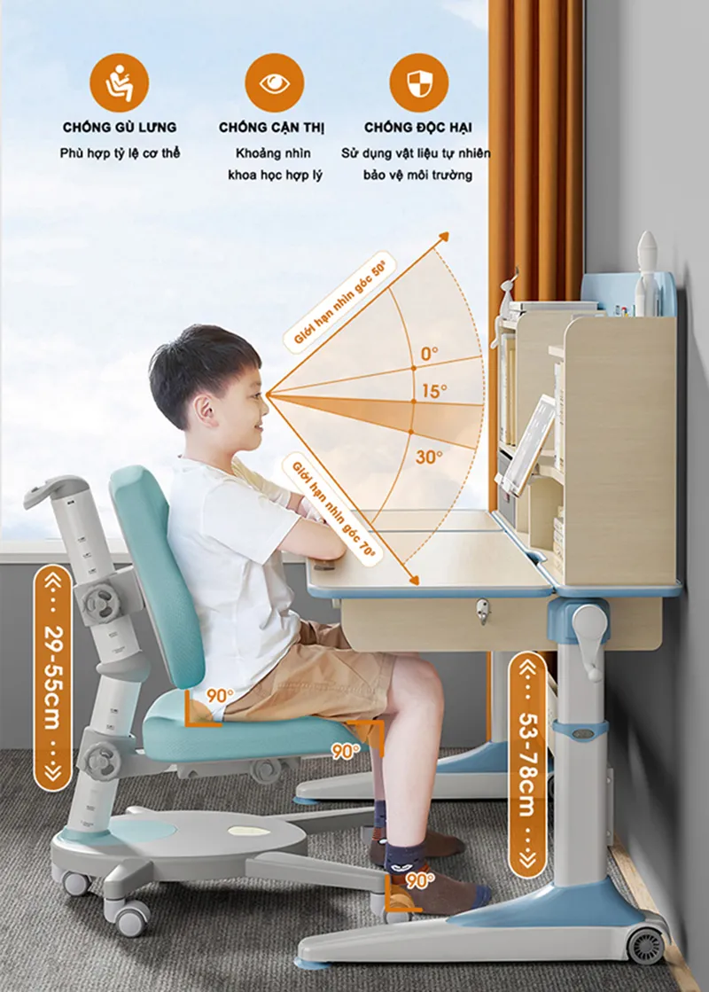 5 giá trị tuyệt vời bàn học thông minh BSUC mang lại cho trẻ 1 Bàn học thông minh BSUC hỗ trợ chống gù lưng hiệu quả
