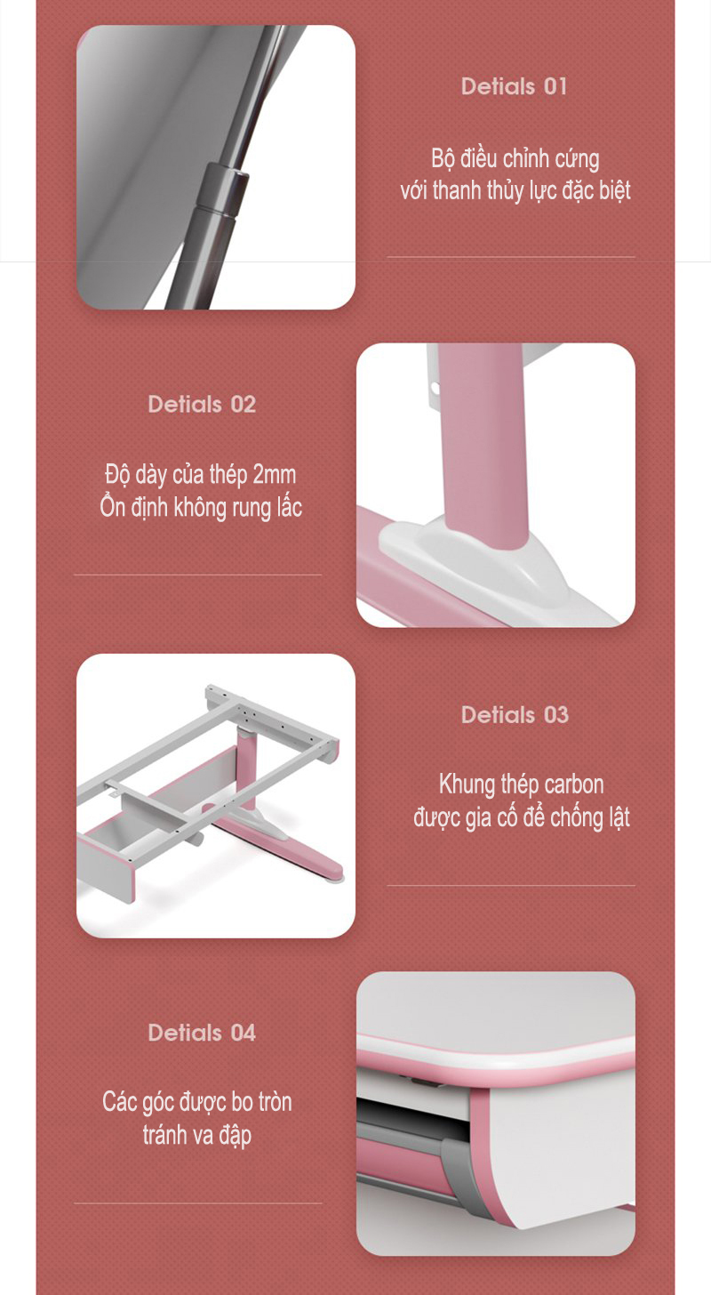 Bàn học được sản xuất từ các vật liệu cao cấp