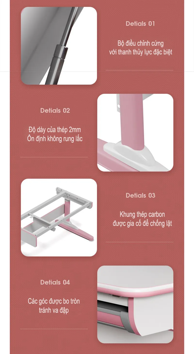 Bàn học được sản xuất từ các vật liệu cao cấp