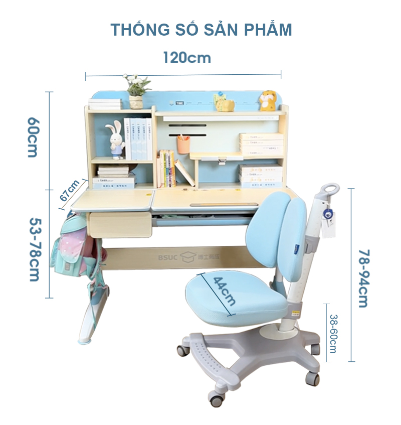 Thông số kỹ thuật của bộ bàn DJ-120V1 và ghế DA-816V1