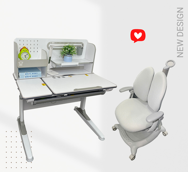 Bộ bàn học thông minh DA-6001V1 ghế JYA-01 17 Bộ Bàn Ghế Màu Ghi